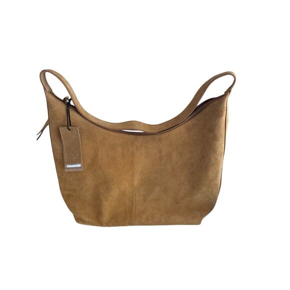 Margot New York handbag Leather Suede Yellowish Tan 14”w X13”H Gabi Maxi boho - Picture 3 of 7